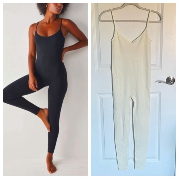 New! Intimately Free People Cream Stretch seamless Jumpsuit nwot 29948 - Picture 1 of 12